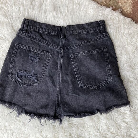 Garage Denim Button Fly Black Distressed Vintage Frayed Hem Shorts Junior Sz 1 - Picture 6 of 10
